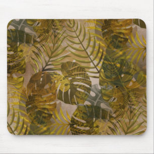 Mousepad Padrão de Folhas Tropicais Terrestres