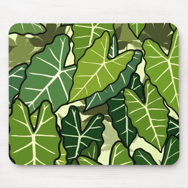 Mousepad Padrão de Folhas Verdes (Frente)