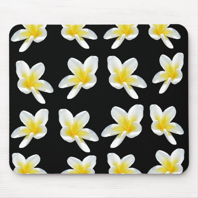 Mousepad Padrão De Frangipani Amarelo E Preto, (Frente)