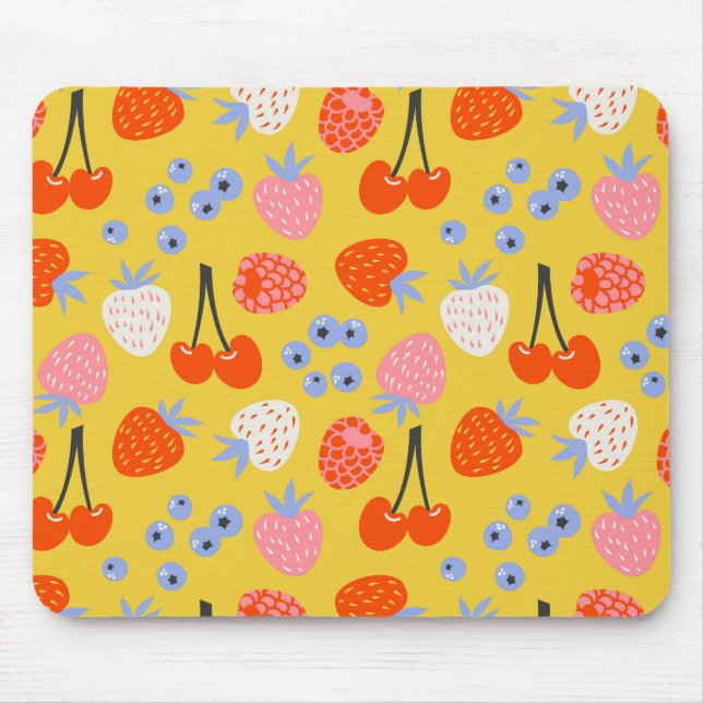 Mousepad Padrão de Fruta de Berry Colorida Brilhante (Frente)