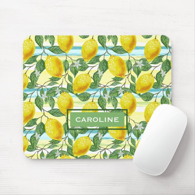 Mousepad Padrão de Fruta de limões tropicais de Verão com a (Com mouse)