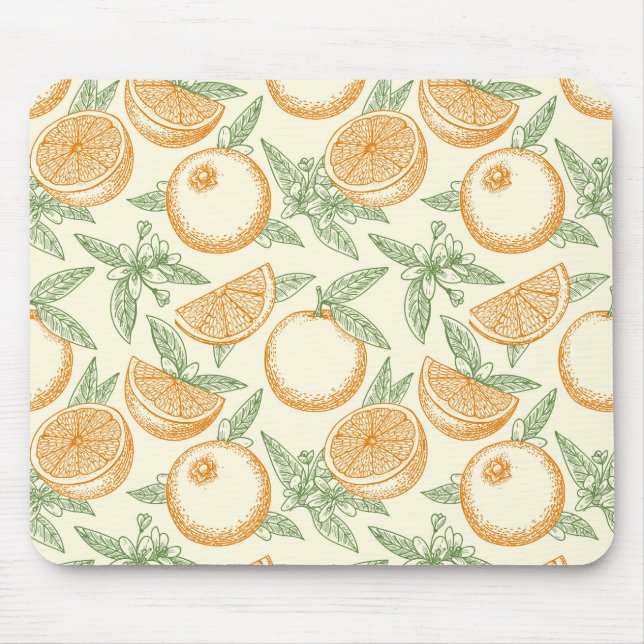 Mousepad Padrão de Fruta Laranja Clássica (Frente)