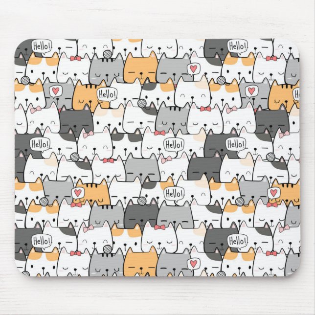 Mousepad Padrão de Gato Bonito (Frente)
