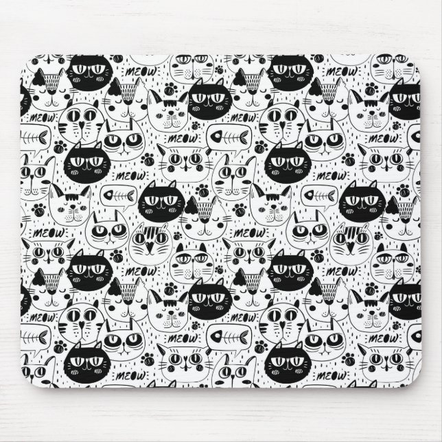Mousepad Padrão de Gato Bonito (Frente)