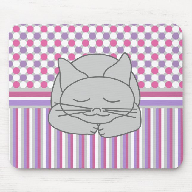 Mousepad Padrão de Gato de Cinzas Dormindo (Frente)