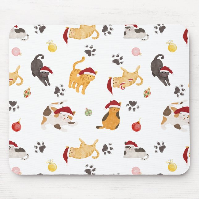 Mousepad Padrão de Gato de Férias Fofo (Frente)