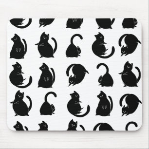 Mousepad Padrão de Gato Preto