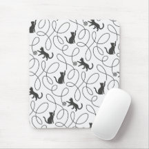 Padrão de Gato Preto Divertido e Bola de Linha