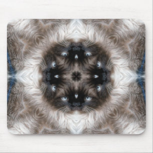 Mousepad Padrão de Gato Siameses Caleidoscópio com Olhos Az