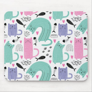 Mousepad Padrão de Gatos Frescos
