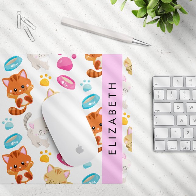Mousepad Padrão De Gatos, Gatos Frescos, Gatinho, Patas, Se (Criador carregado)
