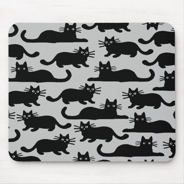 Mousepad Padrão de Gatos Pretos (Frente)