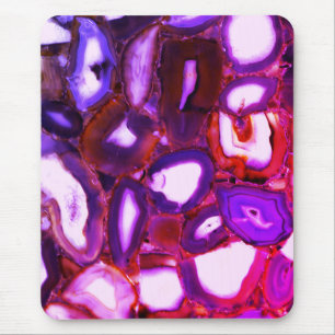 Mousepad padrão de geode roxo abstrato cor-de-rosa