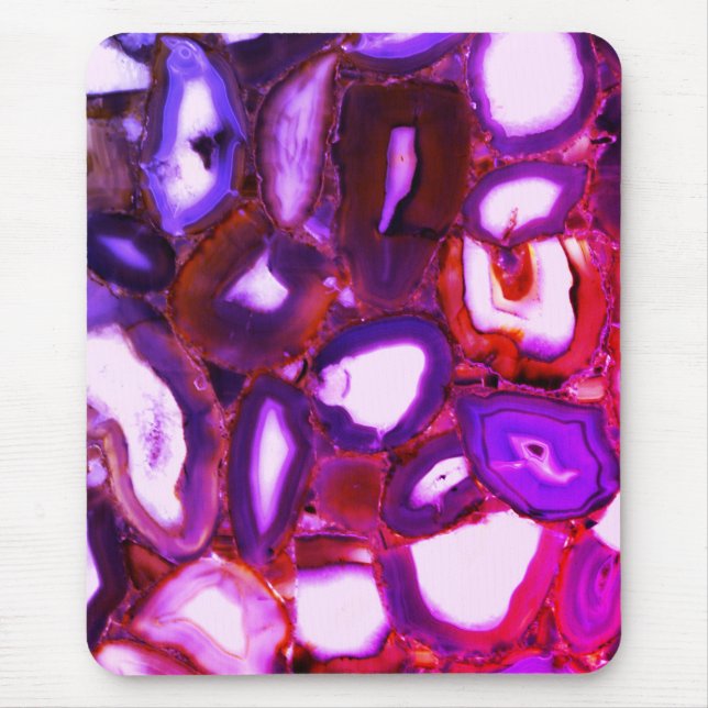 Mousepad Padrão de geode roxo, cor-de-rosa, Elegante abstra (Frente)