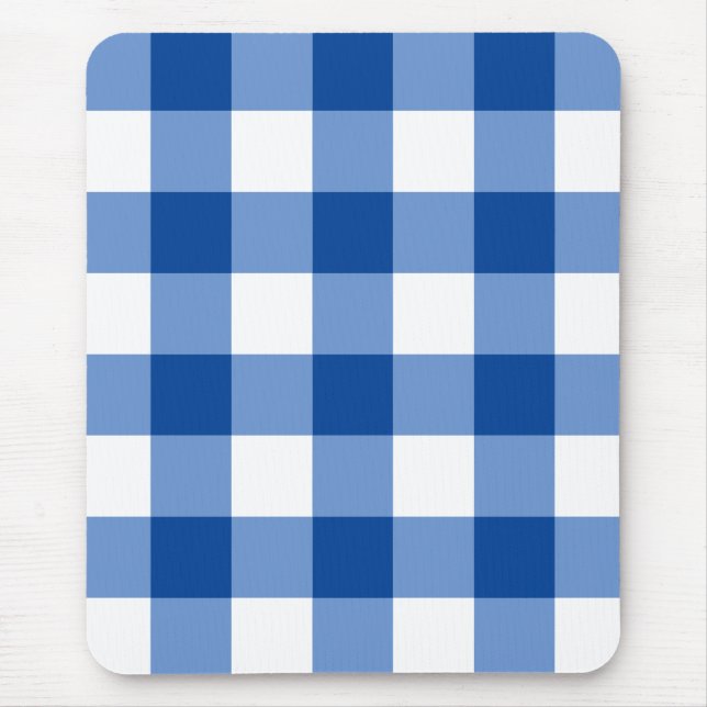 Mousepad Padrão de gingham azul (Frente)
