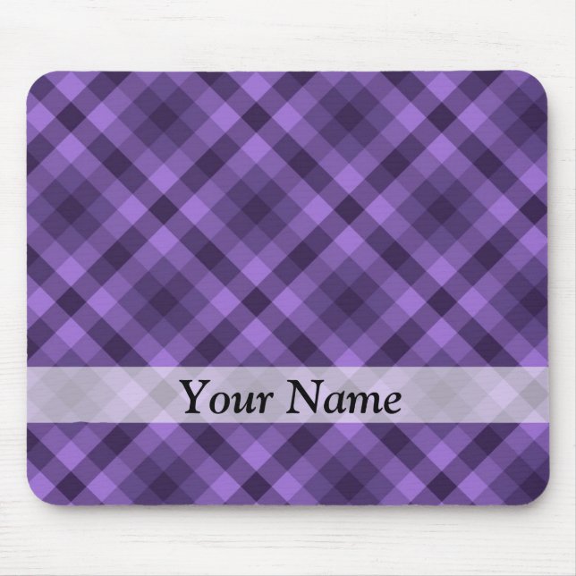 Mousepad Padrão de gingham roxo (Frente)