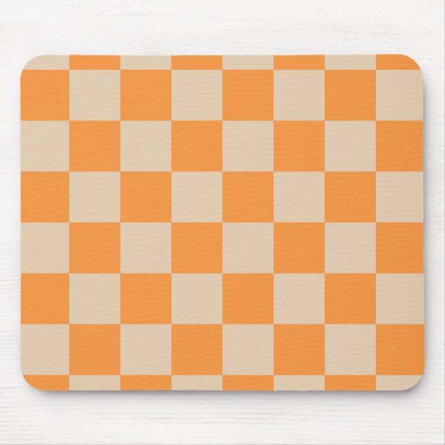 Mousepad Padrão de Gingham Verificado por Laranja (Frente)