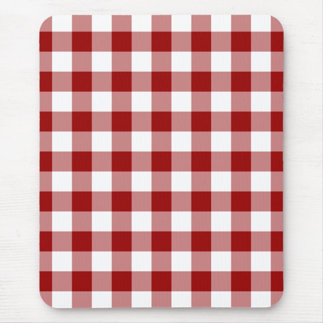Mousepad Padrão de Gingham Vermelho e Branco (Frente)