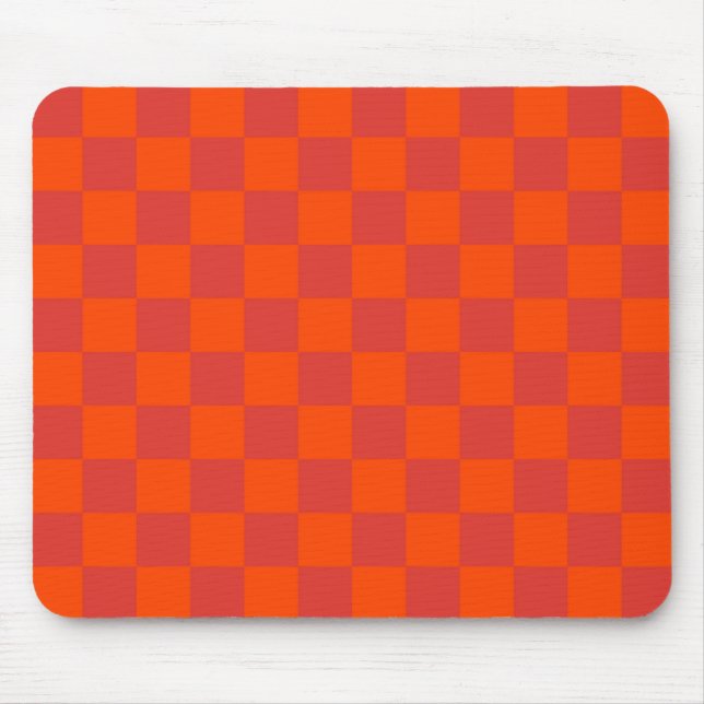 Mousepad Padrão de Gingham Vermelhos Laranja (Frente)