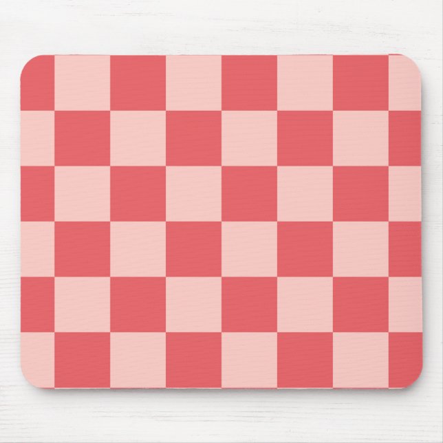 Mousepad Padrão de Gingham Vermelhos Rosa Verificado (Frente)