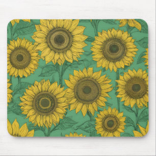 Mousepad Padrão de girassóis amarelos