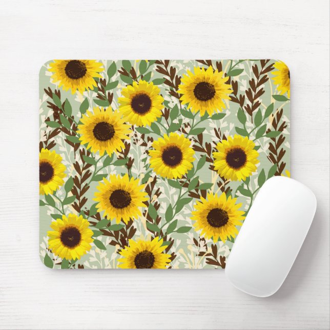 Mousepad Padrão de girassol (Com mouse)
