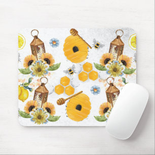 Mousepad Padrão de girassol de abelhas do jardim