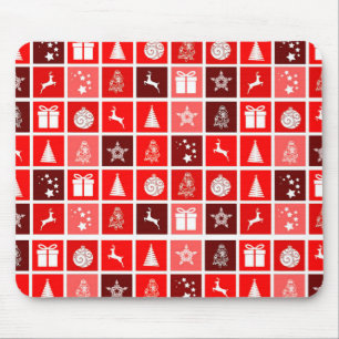 Mousepad Padrão de Grade de Natal Vermelho Moderno Minimali