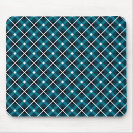 Mousepad Padrão de Grade Geométrica Azul Turquesa e Azul Ma