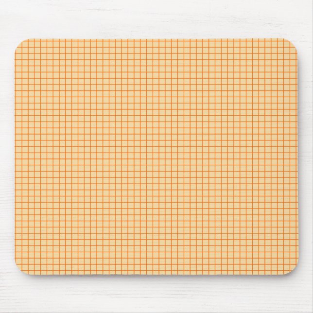 Mousepad Padrão de grade pequeno laranja-acinzentado em beg (Frente)