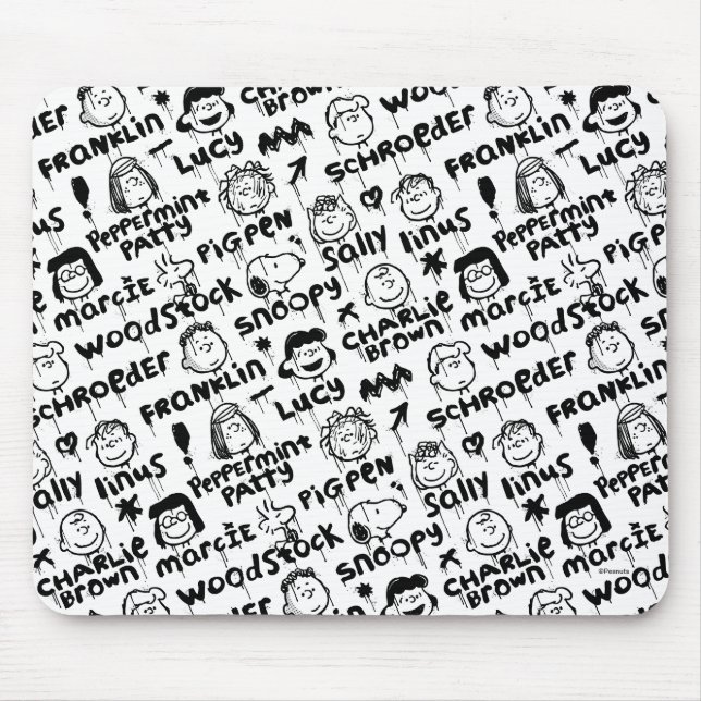 Mousepad Padrão de Grafite de Caracteres de Pêssego (Frente)
