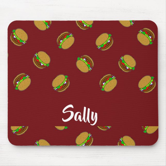 Mousepad Padrão de hambúrguer no marrom (Frente)