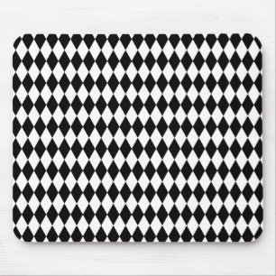 Mousepad Padrão de Harlequin, design branco e preto elegant