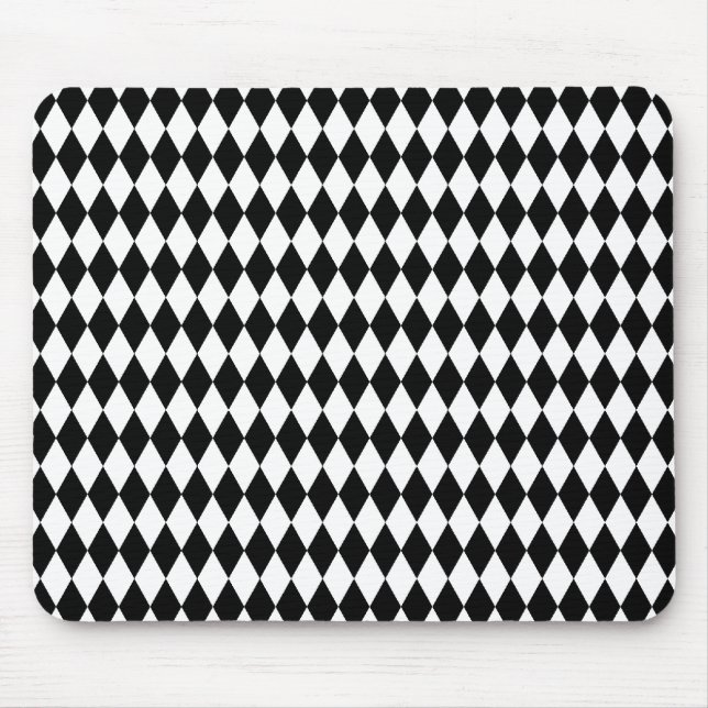 Mousepad Padrão de Harlequin, design branco e preto elegant (Frente)