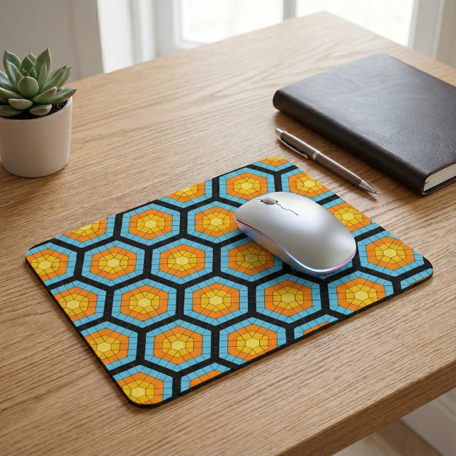 Mousepad Padrão de Honeycomb Geométrico Moderno Colorido (Criador carregado)