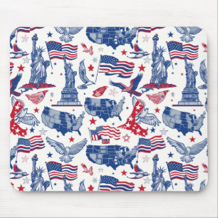 Mousepad Padrão de Ícones Patrióticos - Estátua da Liberdad