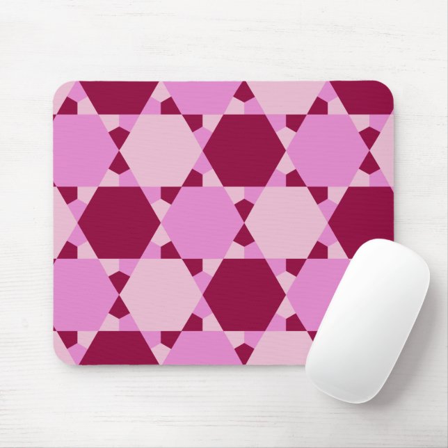 Mousepad Padrão de Ilusão Óptica de Triângulo Rosa Girly (Com mouse)