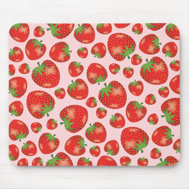 Mousepad Padrão De Ilustração Da Fruta De Morango A Rosa (Frente)