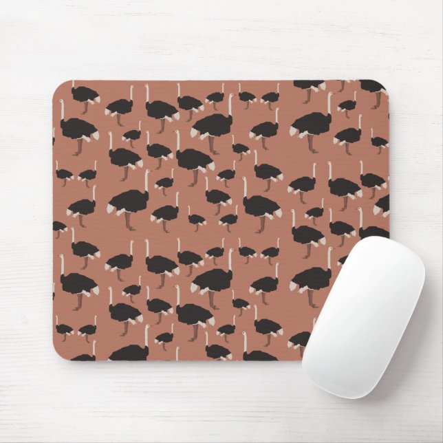 Mousepad Padrão de Ilustração de Aves de avestruz (Com mouse)