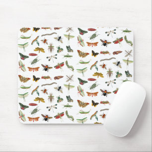 Mousepad Padrão de Ilustração de Insetos de Vintagem Colori