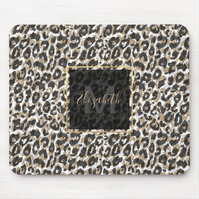 Mousepad Padrão de impressão de leopardo-de-ouro elegante (Frente)