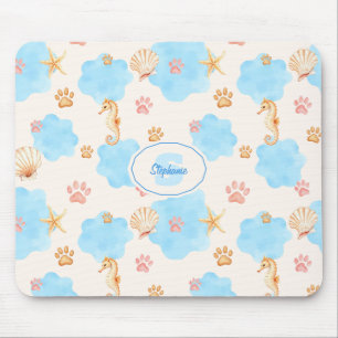 Mousepad Padrão de impressão de pata inspirado no oceano co
