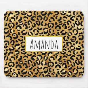 Mousepad Padrão de impressão do Leopard em Dourado e pret