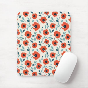 Mousepad Padrão de Impressão Floral Vermelho Sem Costura
