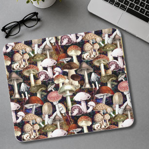 Mousepad Padrão de jardim de cogumelos marrom fofo