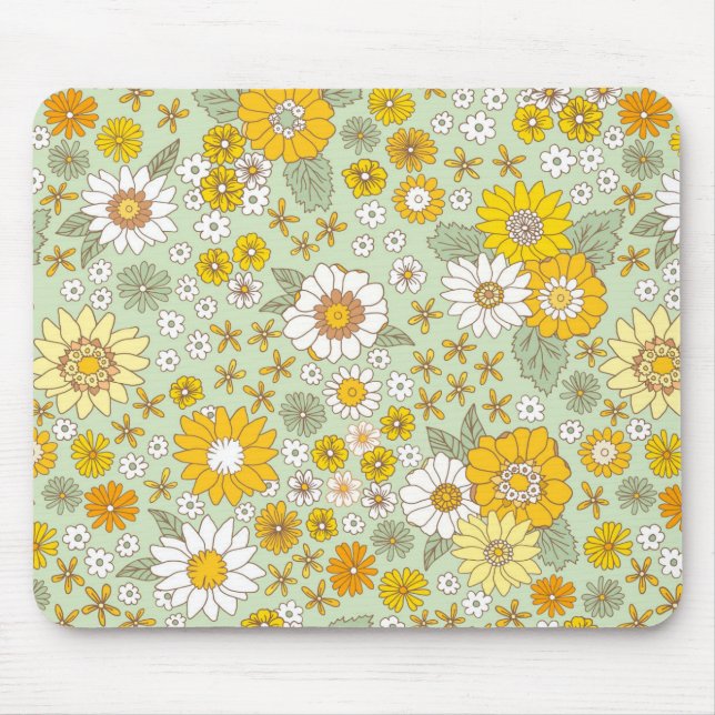 Mousepad Padrão de Jardim Floral Amarelo (Frente)