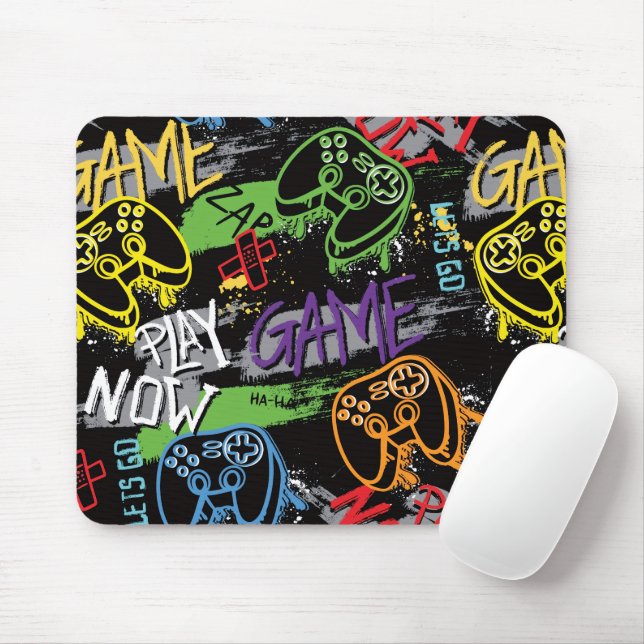 Mousepad Padrão de Jogo Neon Grafite (Com mouse)