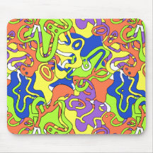 Padrão de Labirinto de Rabiscos em Neon Abstrato