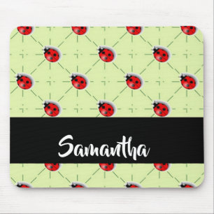 Mousepad Padrão de ladybugs de nome personalizado