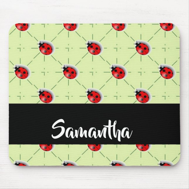 Mousepad Padrão de ladybugs de nome personalizado (Frente)